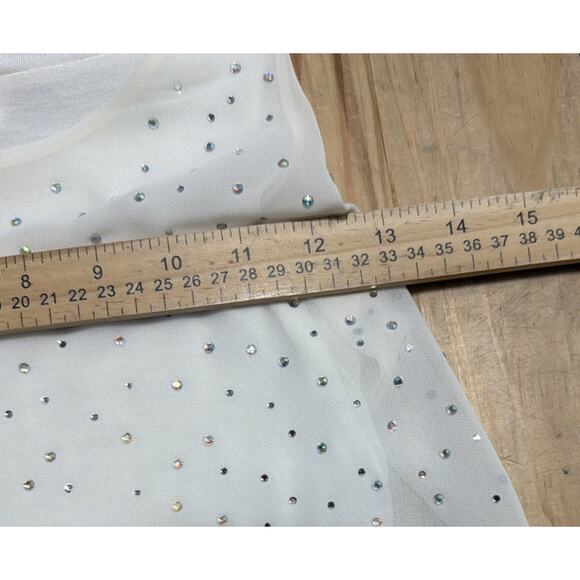 Express Ivory Sparkly Rhinestone Overlay Tank Top size Small - Picture 4 of 7